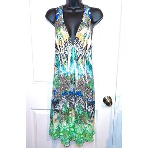 S-Twelve green and blue rhinestone embellished dress